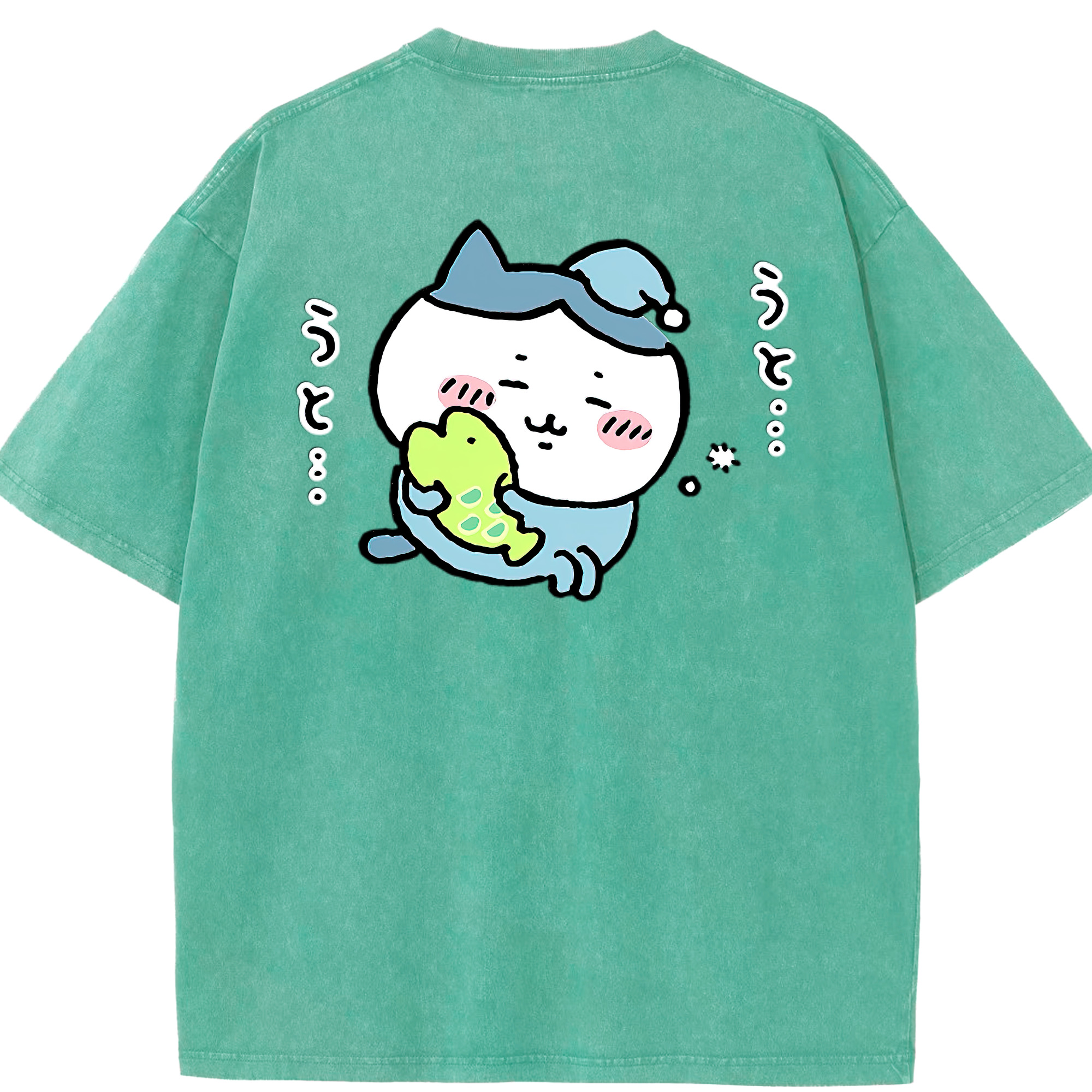 （画像用） ちいかわ ハチワレ Chii-kawa hachiware 綿100% ヴィンテージ風 半袖Tシャツ（背面プリント）